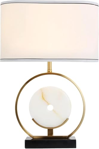 24” Tall d Modern Metal Table Lamp with Rectangular Fabric Shade and Marble Black Base Simple Desk Lamp