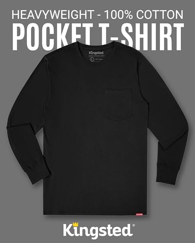Kingsted Long Sleeve Pocket T-Shirts for Men - Super Soft 100% Heavyweight Cotton - Well-Crafted Classic Comfort Fit2