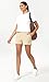 ODODOS Stretch Woven Relaxed Shorts for Women Elastic High Waist Summer Lightweight Casual Shorts with Pockets, Beige, X-Small