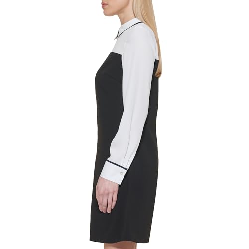 Image of Tommy Hilfiger Women's Long Sleeve Collared Twofer Shift Mini Dress
