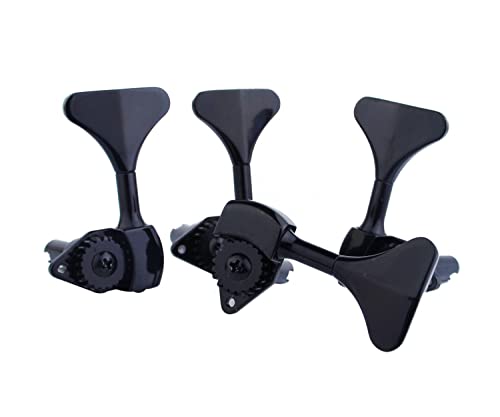 Guyker Bass Machine Head (2R + 2L) - 1:20 Ratio Open Gear Tuners Tuning Key Pegs Replacement For Electric Jazz Guitar Bass Or Precision Instruments - Black #TOP2