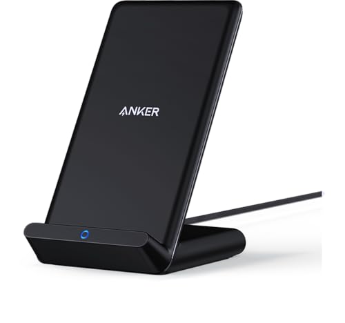 Anker Wireless Charger, PowerWave Stand, Qi-Certified for iPhone SE, 11, 11 Pro, 11 Pro Max, XR, Xs Max, XS, X, 8, 8 Plus, 10W Fast-Charging Galaxy...