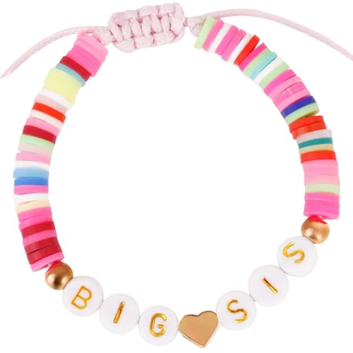 Image of Fuqimanman2020 Big Sister Bracelet Colorful Little Sister Bracelet Letter Beads Bracelet for Sister Jewelry Gift