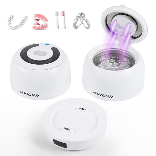 Image of Dental Ultrasonic Retainer Cleaner Machine with 2 Detachable Tanks - 45kHz Dental Cleaning Pod with Digital Timer - Family Hygiene Kitfor Dentures, Aligners, Mouth Guards, Jewelry & Brushes