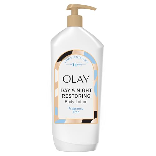 Olay Body Lotion for Women, Day & Night Restoring, 24hr Moisturizing & Deep Hydration, Absorbs Instantly, Penetrating Vitamin B3 Complex, For All Skin Types, Fragrance Free, 18 fl oz