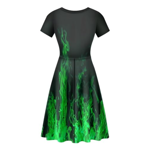 Image of POLERO Sunflower Dress for Women Floral Summer Dresses Short Sleeve Casual Sundresses Midi Dresses