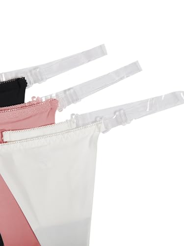 Image of GORGLITTER Women's G String Thongs Sexy 3 Pack No Show Invisible Clear Strap Underwear Low Rise Panties