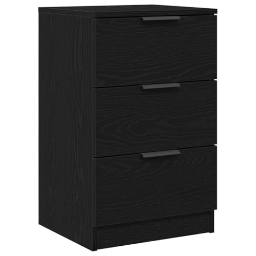 Mesitas de noche en roble negro de 40x65x65 cm con acabado sofisticado en madera selecta 3