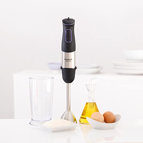 Taurus Staafmixer 1000 W | 20 snelheden | turbofunctie | 4 roestvrijstalen messen | ergonomisch zacht aanvoelend ontwerp | spatbescherming | accessoires | roestvrij staal | elektrisch | kunststof, zilver/zwart - Afbeelding 6