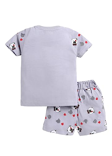 Image of CUTOPIES Boys Powder Blue Cotton Printed Half Sleeves T-shirt and Shorts Set (Pack Of 1) Baby Boys' Clothing Sets