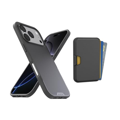 Image of Smartish iPhone 17 Pro MagSafe Case + MagSafe Wallet - Magnetic Slim Case - Thin Grip Cover with Detachable Wallet - Magnetic Card Holder for Apple iPhone 17 Pro - Black Tie Affair