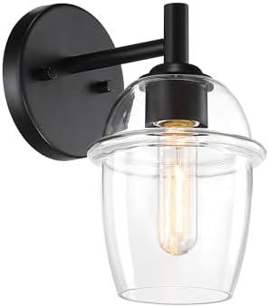 DESIGNERS FOUNTAIN Summer Jazz 5.5 inch 1-Light Matte Black Wall Sconce Light with Clear Glass Shade, D310M-WS-MB