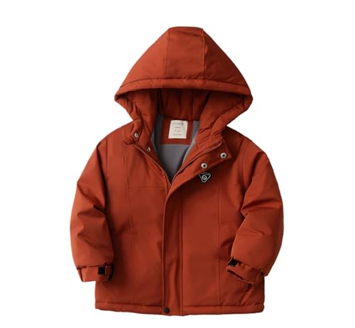 Nemopter - Abrigo de invierno para niños, chaqueta para niño, chaqueta de plumón con capucha, abrigo, bolsillos para ropa infantil, rojo, 4-5 Años