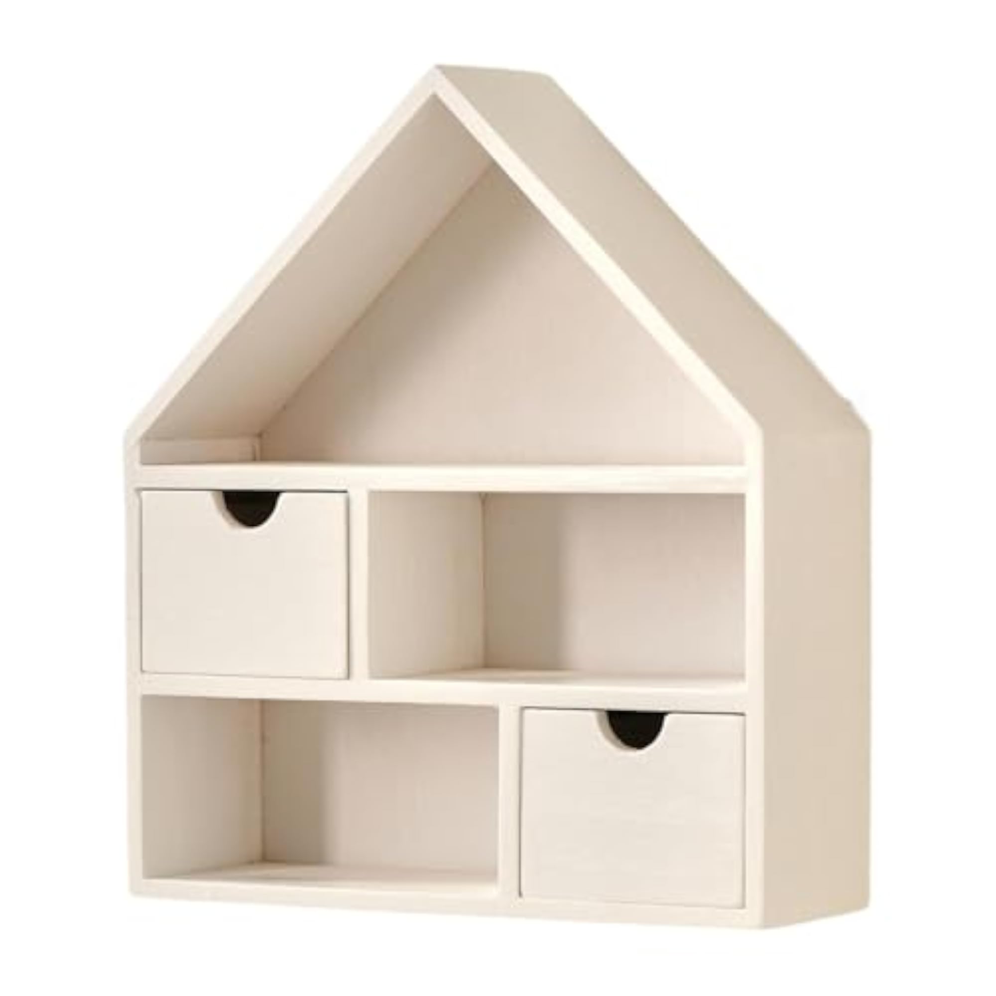 House Shaped Wooden Shadow Cubby Box Display Case