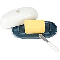 TreeLen Ceramic Magnetic Butter Dish with Lid and Knife