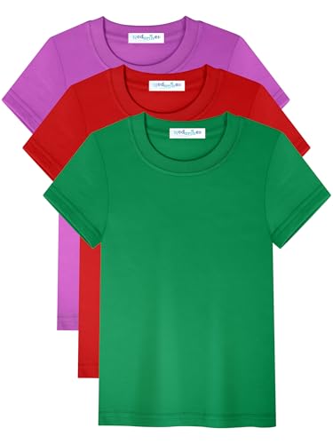 3 Pack Toddler Boys Cotton Short Sleeve T-Shirts Soft Solid Color Tees Summer Basic Tops for Kids 3-6Y