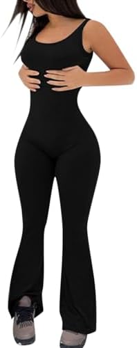 Sleeveless Flare Jumpsuits for Women Sexy Backless Bodycon V Back...