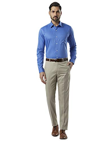 Image of Raymond Men Slim Fit Solid Pattern Pure Cotton Semicutaway Collar Full Sleeve Formal Shirt