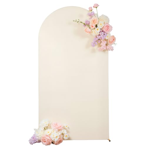 Beige Arch Backdrop Cover for Wedding, 7.2FT Beige Arch Cover Stretchy Backdrops, Double-Sided Arch Stand Covers for Wedding Ceremony, Baby Shower, Birthday Party Decoration
