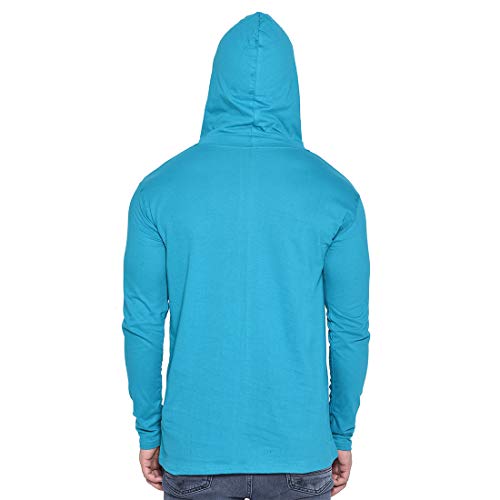 Image of Geum Men's Full Sleeve Hooded T-Shirt with Button-Down Front | Casual Slim Fit Cotton Shirt-Style Tee