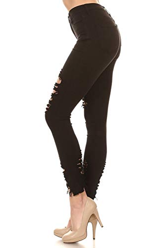 Vibrant Women’s Distressed Skinny Jeans – High Waisted Ripped Destroyed Destructed Stretch Frayed Hem Casual Denim Pants2