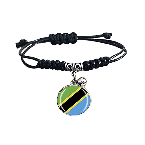 Wedare Souvenir Tanzania Flag Braided Bracelet Adjustable Nylon Chain Crystal Wristband Souvenir,Fashion Handmade Bracelet For Man & Woman Special Day's Gift