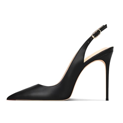 Escarpin talons stiletto DYRBF bout pointu noir 12 cm de hauteur pour femme taille 35.5