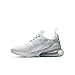Nike Big Kids' Air Max 270 Shoes, White/White-Metallic Silver, 7Y