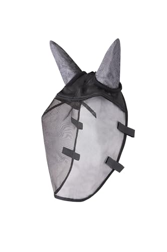 HORZE Easy-Attach Bridle Insect and Fly Mask with Ear and Eye Protection - Black - L