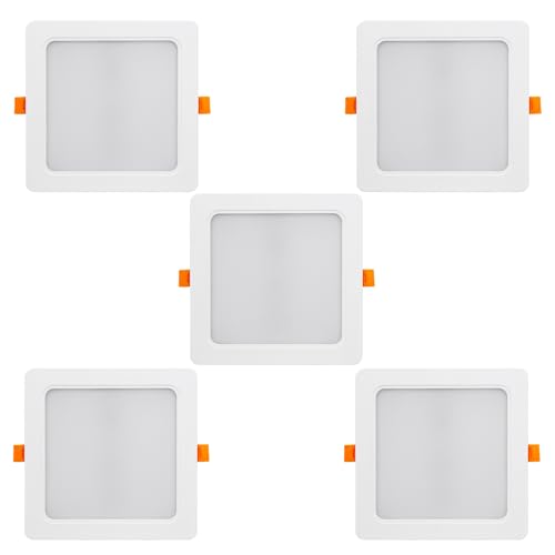 Maclean MCE374 S LED Licht-Panel Einbaustrahler 5-er Pack Deckenstrahler Deckenspot Deckenleuchte Decken-Strahler Einbauleuchte (5-er Pack 18W Einbaustrahler, Eckig)