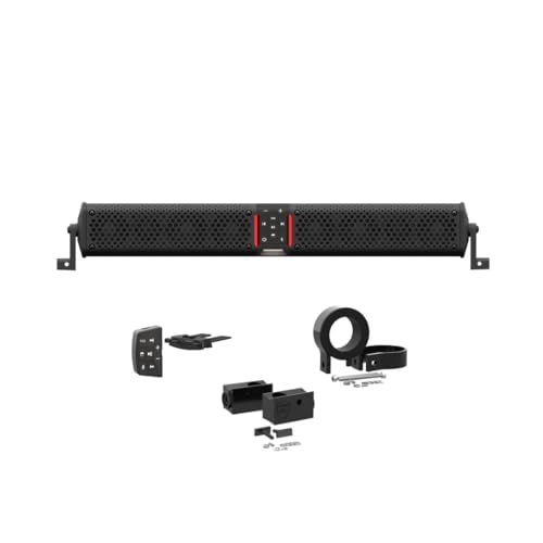 wet sounds STEALTH-XT-8-B Stealth XT 8 Speaker All-in-One Amplified Bluetooth Soundbar with Remote – Black with Slider Brackets and 2.00
