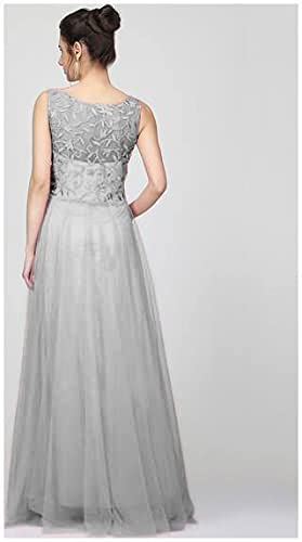 Patlani Women's Net Fit And Flare Knee Length Dress (All Over-New_Grey_Large