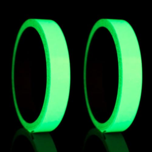 Lyivisk 2 rouleaux de ruban adhésif fluorescent, 10 mm x 20 m, ruban lumineux et auto-adhésif imperméable, vert, ruban de marquage, ruban d'avertissement pour escaliers, délimitations de zones et murs