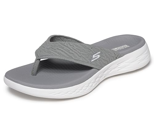 Skechers Women's On-the-go 600 Sunny Flip Flop, Gray Textile, 7 UK