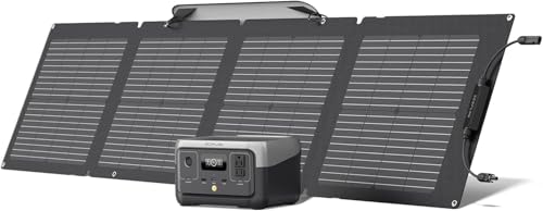 EF ECOFLOW Solar Generator RIVER 2 256Wh LiFePO4 Battery with 110W Solar Panel, Portable Power Station for Home Backup...