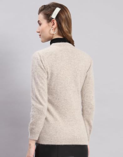 Image of Monte Carlo Women Regular Fit Full Sleeve Solid Round Neck Winter Cardigan (Pack of 1)