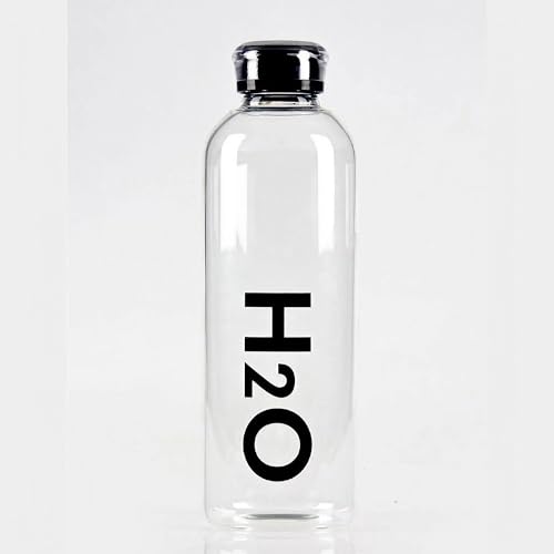 Image of Glass Water Bottle with Time Marker - 1000ML Leakproof Reusable Bottle - BPA-Free Transparent Bottle with Colored Lids - Drinking Bottles Water, Milk, Juices, Beverages (H2O multi 1000ML 1PCS)