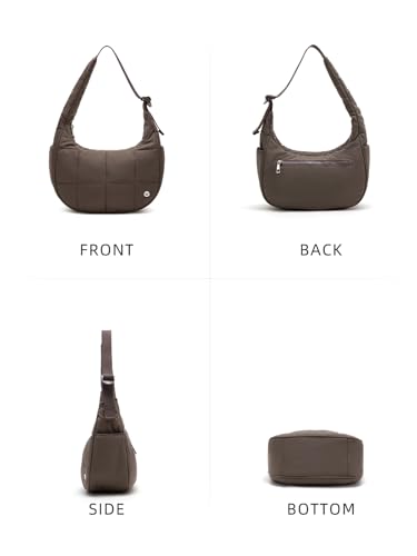 Image of WESTBRONCO Small Puffer Crescent Shoulder Bag for Women, Nylon Quilted Shoulder Purses, Puffy Handbags with Adjustable Strap