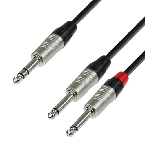 Adam Hall Cables 4 Star Yvpp 0150 Rean Audio Cable Stereo to 2X Jack 6.35mm Mono 1.5m, Black, us:one Size (K4YVPP0150)