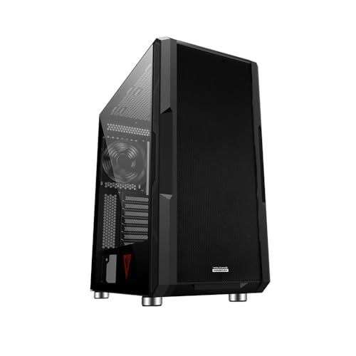 MODECOM Volcano AMIRANI PC Gehäuse Midi Tower ATX schwarz | Gaming Computer Case für Gamer | Mit 4 Lüftern für Starke Kühlung | Modernes Design mit Glas-Seitenteil | Kompatibel mit ATX Mainboards