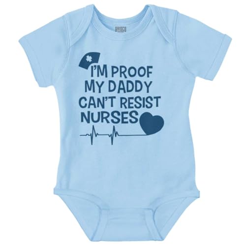 Brisco Brands Proof Daddy Can't Resist Nurses Heart Baby Romper Boys or Girls