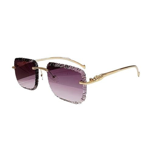 Lunettes de soleil sans monture léopard protection UV élégante pour homme et femme