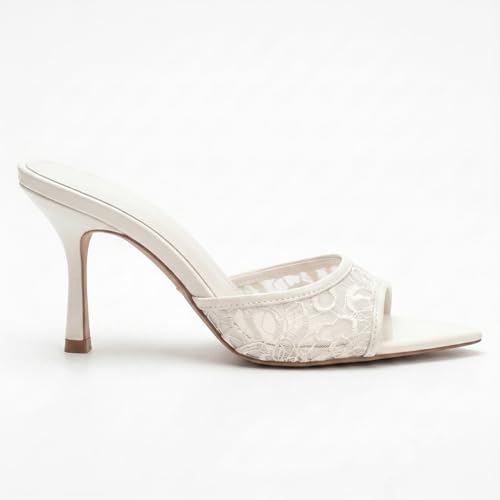 Image of Riekhany High Heel Mules for Women Slip On Open Pointed Toe Classy Patent Leather Stiletto Pumps Formal Slingback Mule Sandals Dress Walking Shoes
