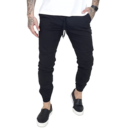 Calça Jogger Masculina Sarja (Preta, M)