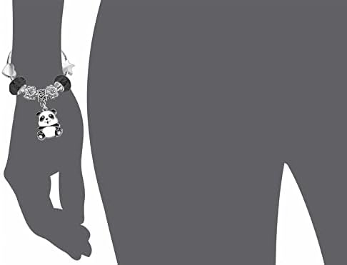 Baby Panda Sparkly Black Crystal and Silver Plated Adjustable Charm Bracelet with Gift Box Set Birthday Gifts for Girls Kids Jewelry Birthday Jewellery for Girls and Ladies