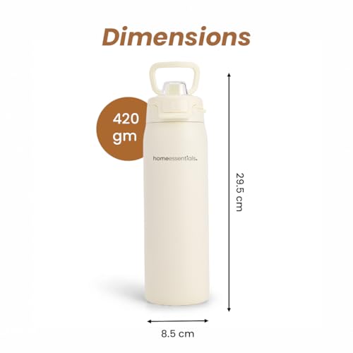 Image of HomeEssentials 950ML Stainless Steel Water Bottle - Vacuum Insulated Thermos for Hot & Cold Drinks - Leakproof Quick Fill Lid & Easy Carry Handle - BPA-Free Sports Flask for Gym, Travel & Hiking