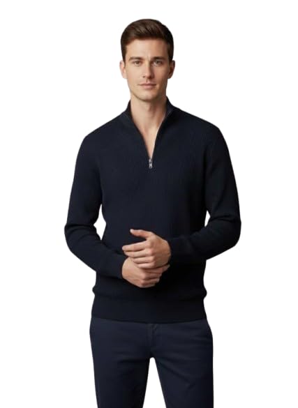 Image of Men's Full Sleeve Winter Wool Half Zipper Pullover Sweater