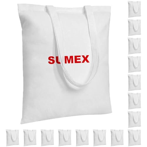 Sumex Bolsas de lona de sublimación a granel, paquete de 16 bolsas de lona reutilizables de poliéster de 14 x 16 pulgadas para prensa de calor, White, 14×16inch