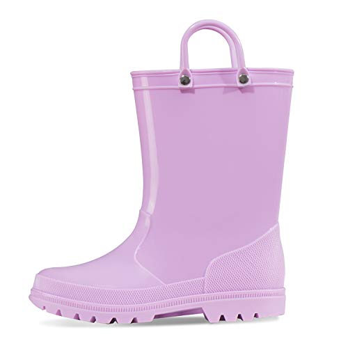K Komforme Kids Rain Boots, Toddler Girls & Boys Rain Boots Waterproof Memory Foam Insole And Easy-On Handles Size 5 Lilac #TOP28