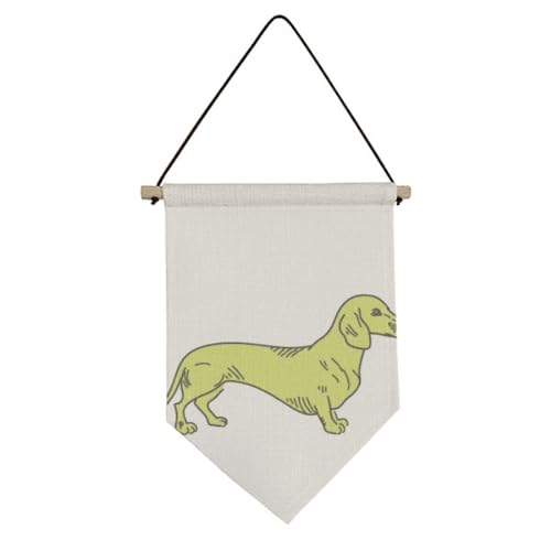 Drapeau en toile jaune motif chien décoration murale suspendre